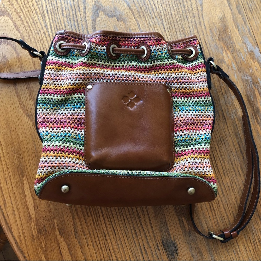 Patricia Nash- coral multi-Spanish zig-zag woven satchel